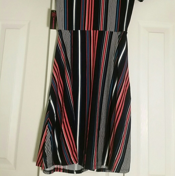 REDUCED NWT Navy Stripe Wrap Dress - Picture 2 of 5